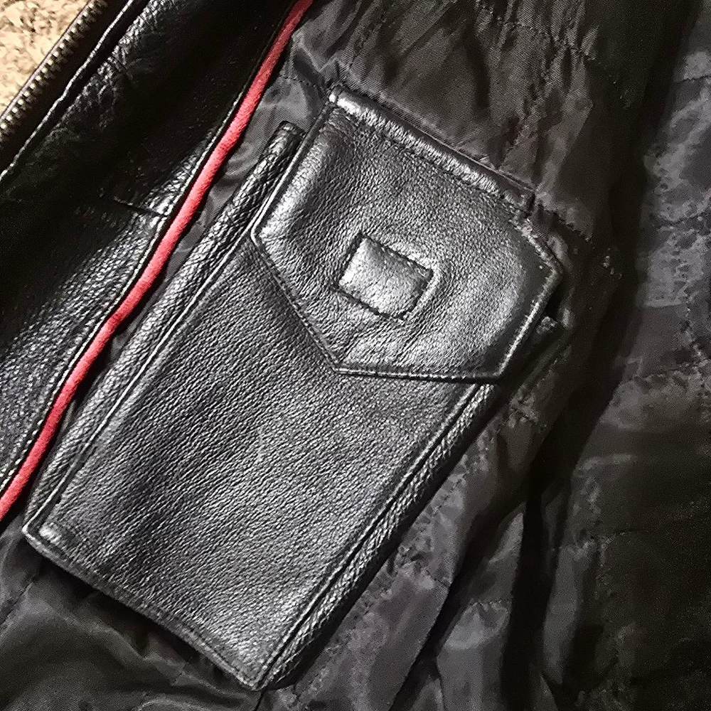 Men's Geniune Black Leather Vintage Jacket - Picture 9 of 14